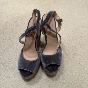 Zigi Soho Charcoal Velvet Open-Toe Slingback Heels